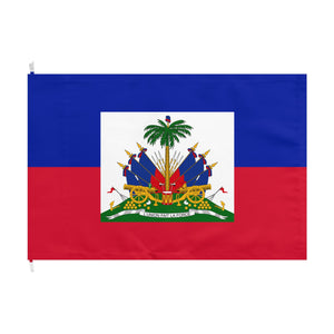 Haiti National Blue & Red Outdoor Flag with White Insert Coat of Arms (1987)
