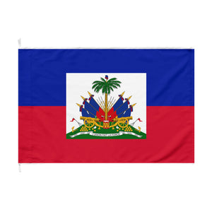 Haiti National Blue & Red Outdoor Flag with White Insert Coat of Arms (1987)