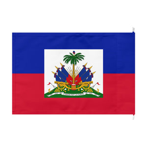 Haiti National Blue & Red Outdoor Flag with White Insert Coat of Arms (1987)